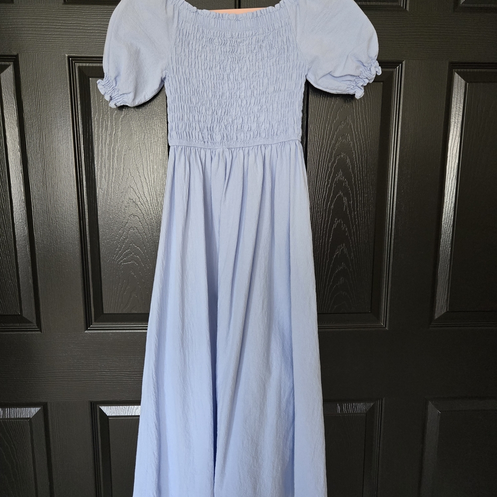 Shein Lune Light Blue Smocked Bodice Dress - Picture 4 of 9